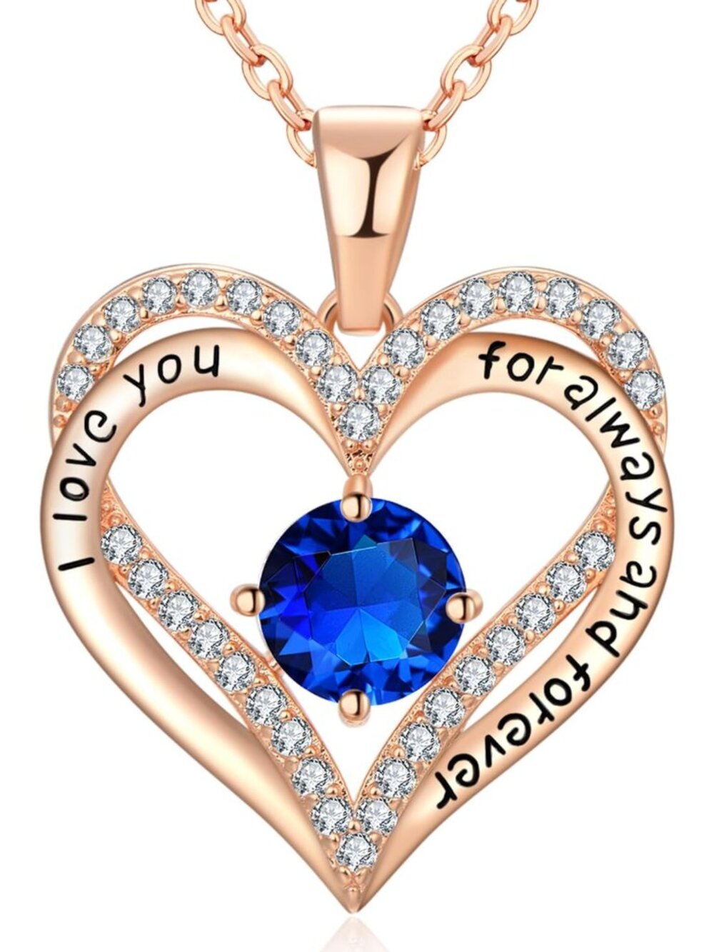 Elegant 18K Rose Gold Heart Necklace with Zirconia – Perfect Gift for Women
